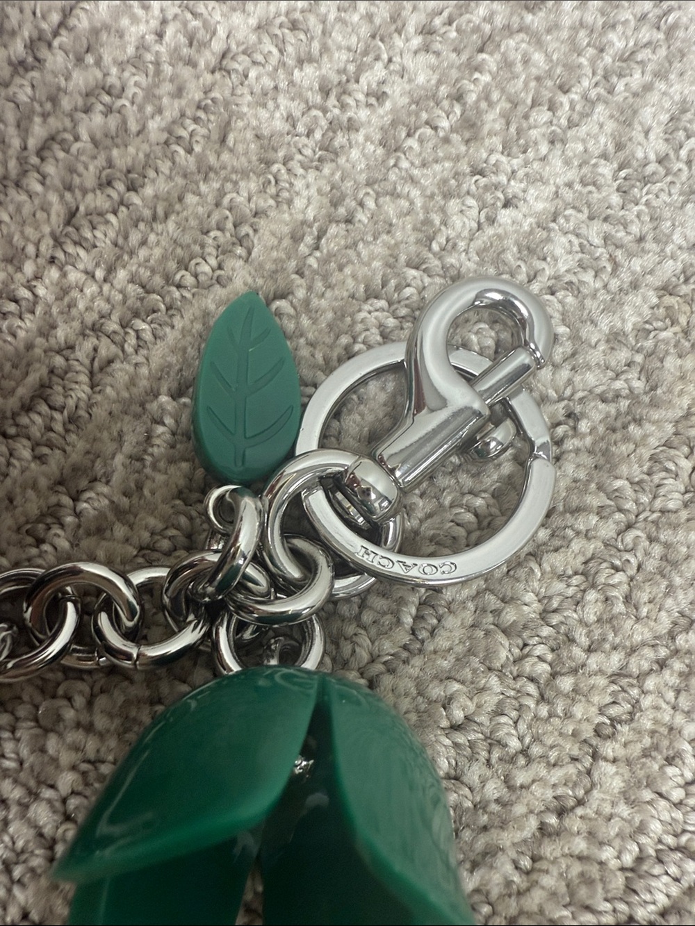 Coach Black Leather Tea Rose Keychain Bag Charm-NWOT - Picture 5 of 6